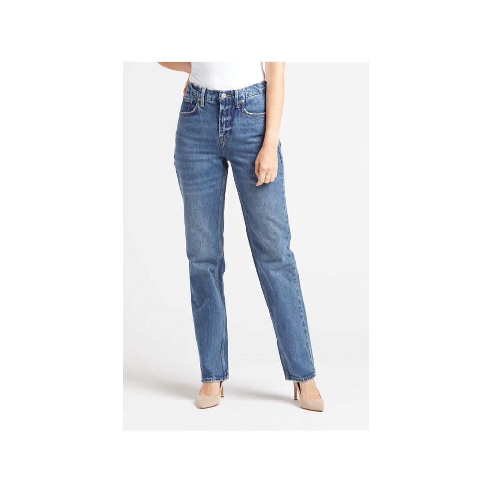 Good American 14 Good 90s Icon Blue Straight Leg High Rise